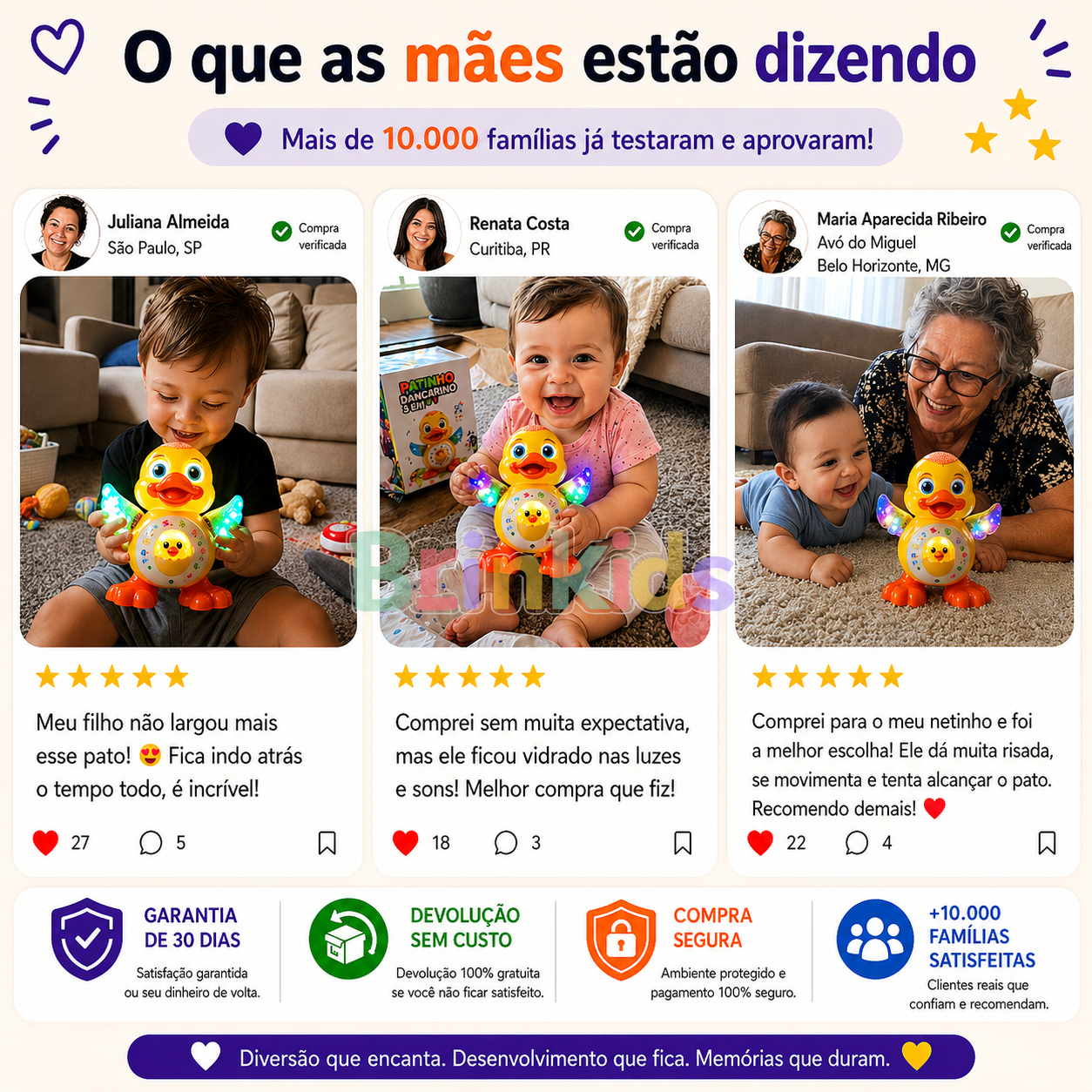 Patinho Infantil 3 em 1 - Canta, dança e acende Luzes