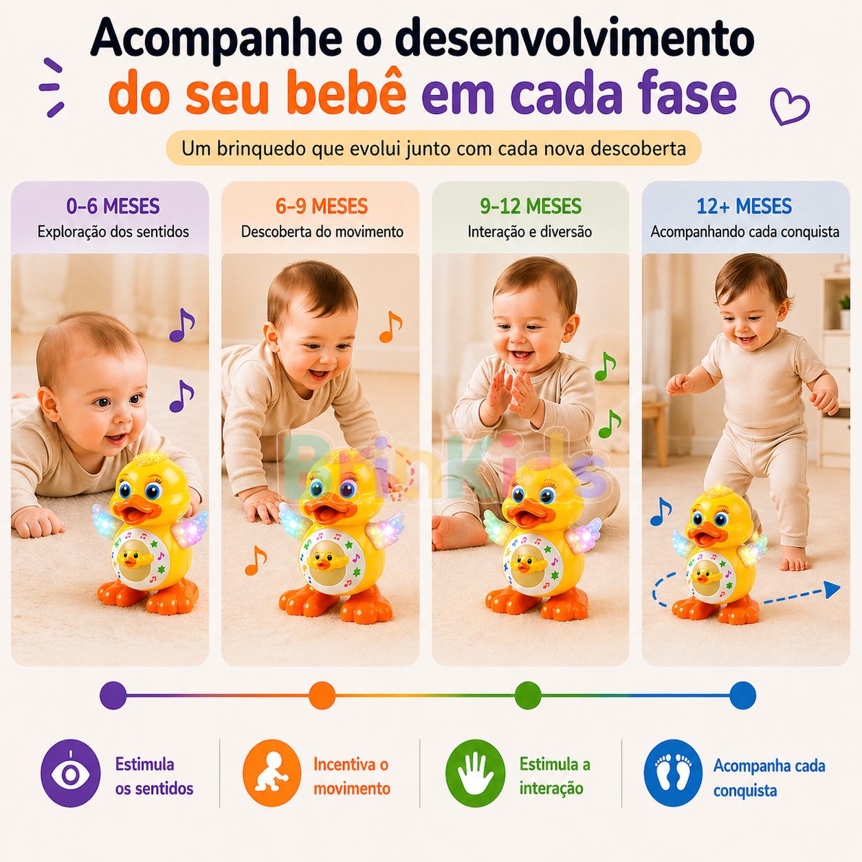 Patinho Infantil 3 em 1 - Canta, dança e acende Luzes