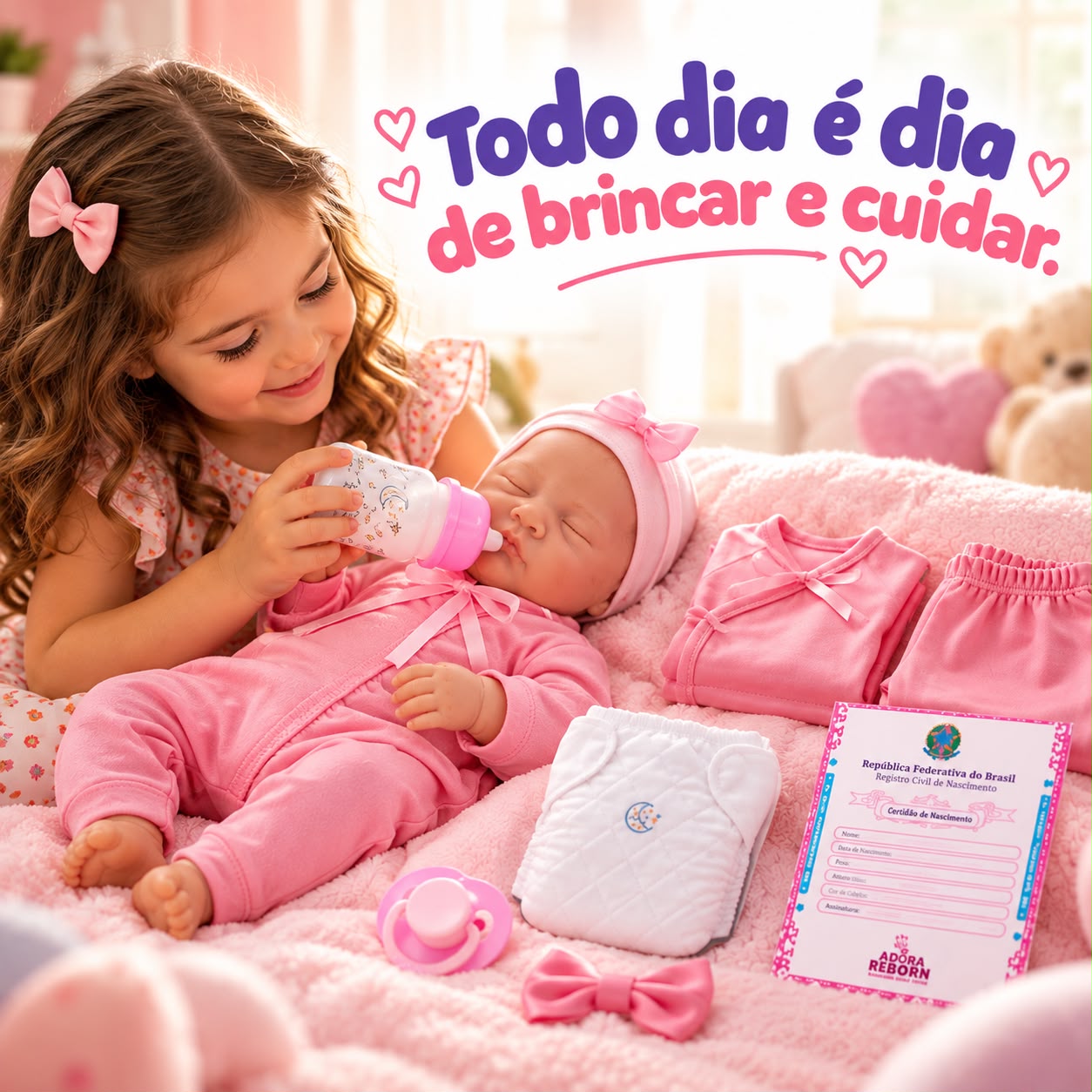 Bebê Reborn Recém-Nascido Realista que Pode Dar Banho com Acessórios