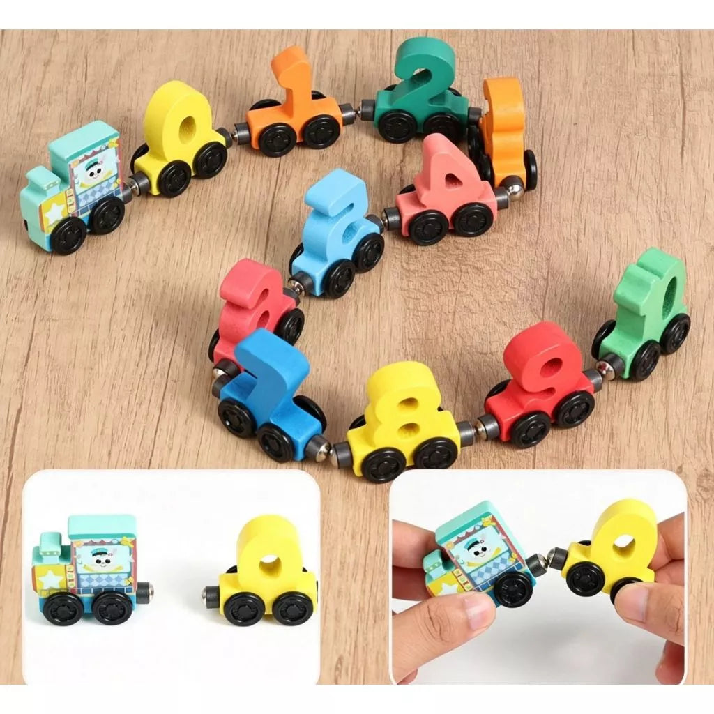 Trem Magnético de Madeira com Números – Brinquedo Montessori