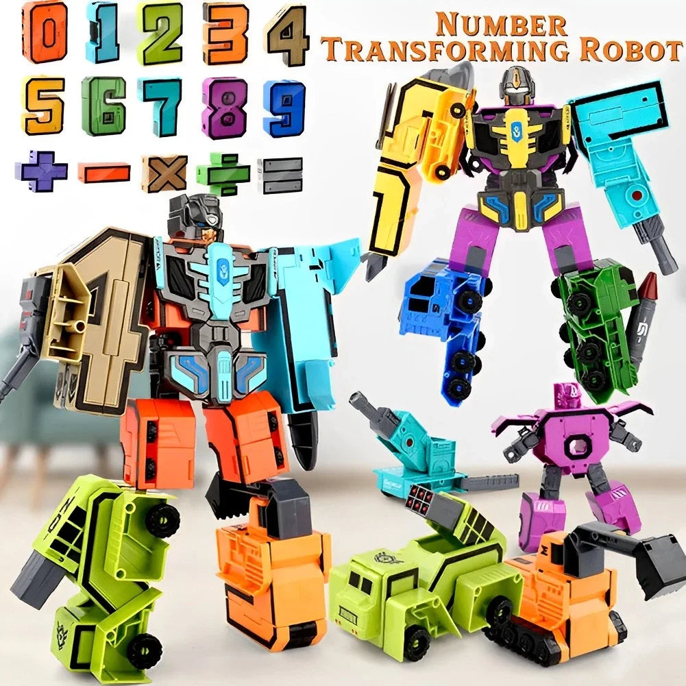 Robôs Números Transformáveis 0 a 9 – Brinquedo Educativo 2 em 1