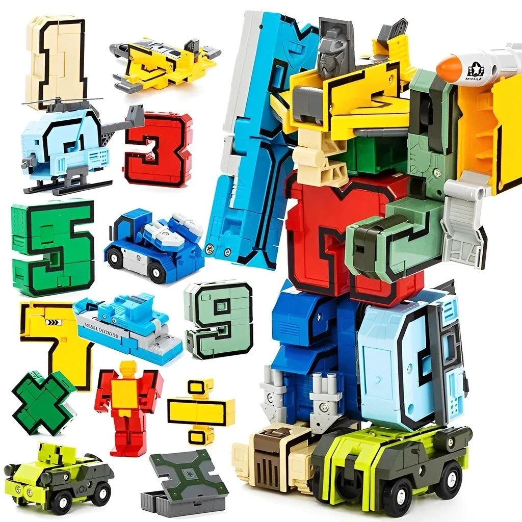Robôs Números Transformáveis 0 a 9 – Brinquedo Educativo 2 em 1
