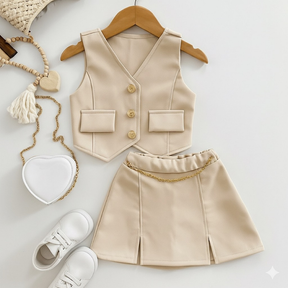 Conjunto Alfaiataria Infantil Colete e Short Saia
