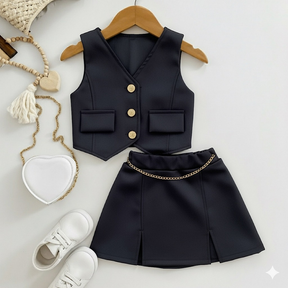 Conjunto Alfaiataria Infantil Colete e Short Saia