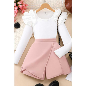 Short Saia em Suede + Blusa Ribana/Canelada