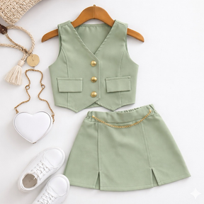 Conjunto Alfaiataria Infantil Colete e Short Saia